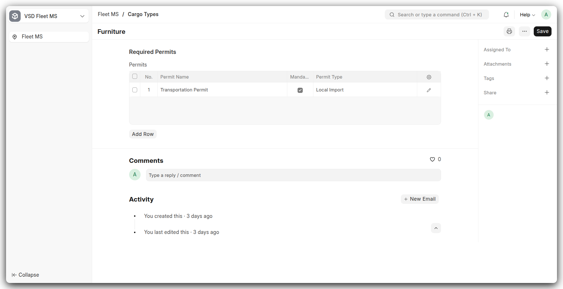 Cargo Types Screenshot